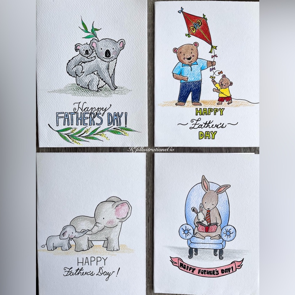 Happy Father's Day Card I Handmade greeting card |  Original Artwork | 4.5"x6"